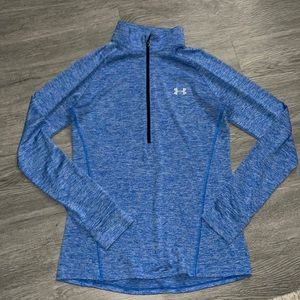 Blue turtle neck workout top